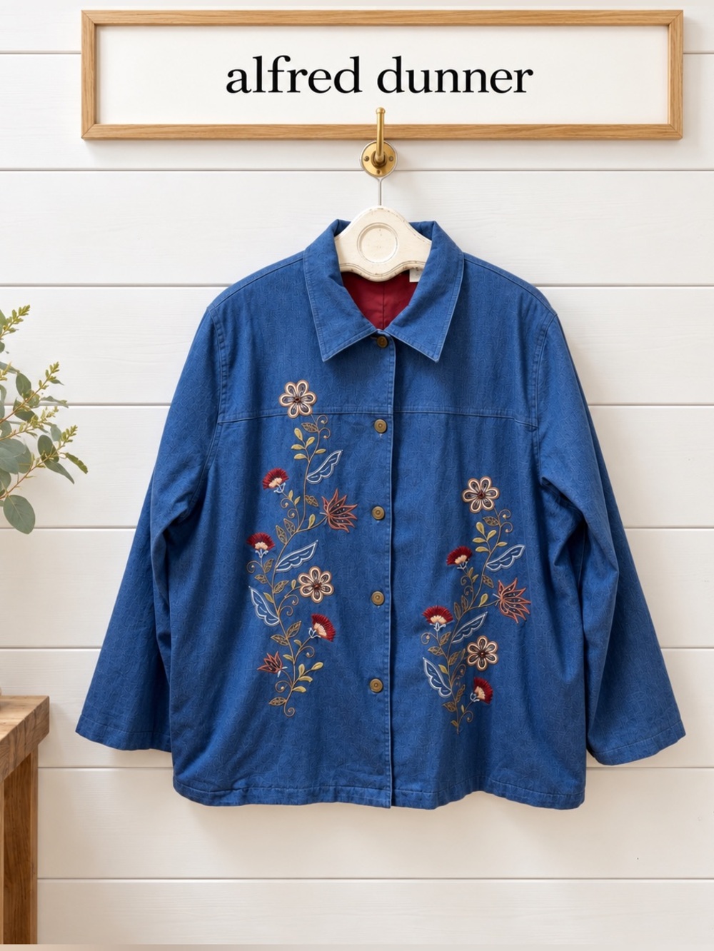 Alfred Dunner Vintage Embroidered Denim Jacket – Size 22W